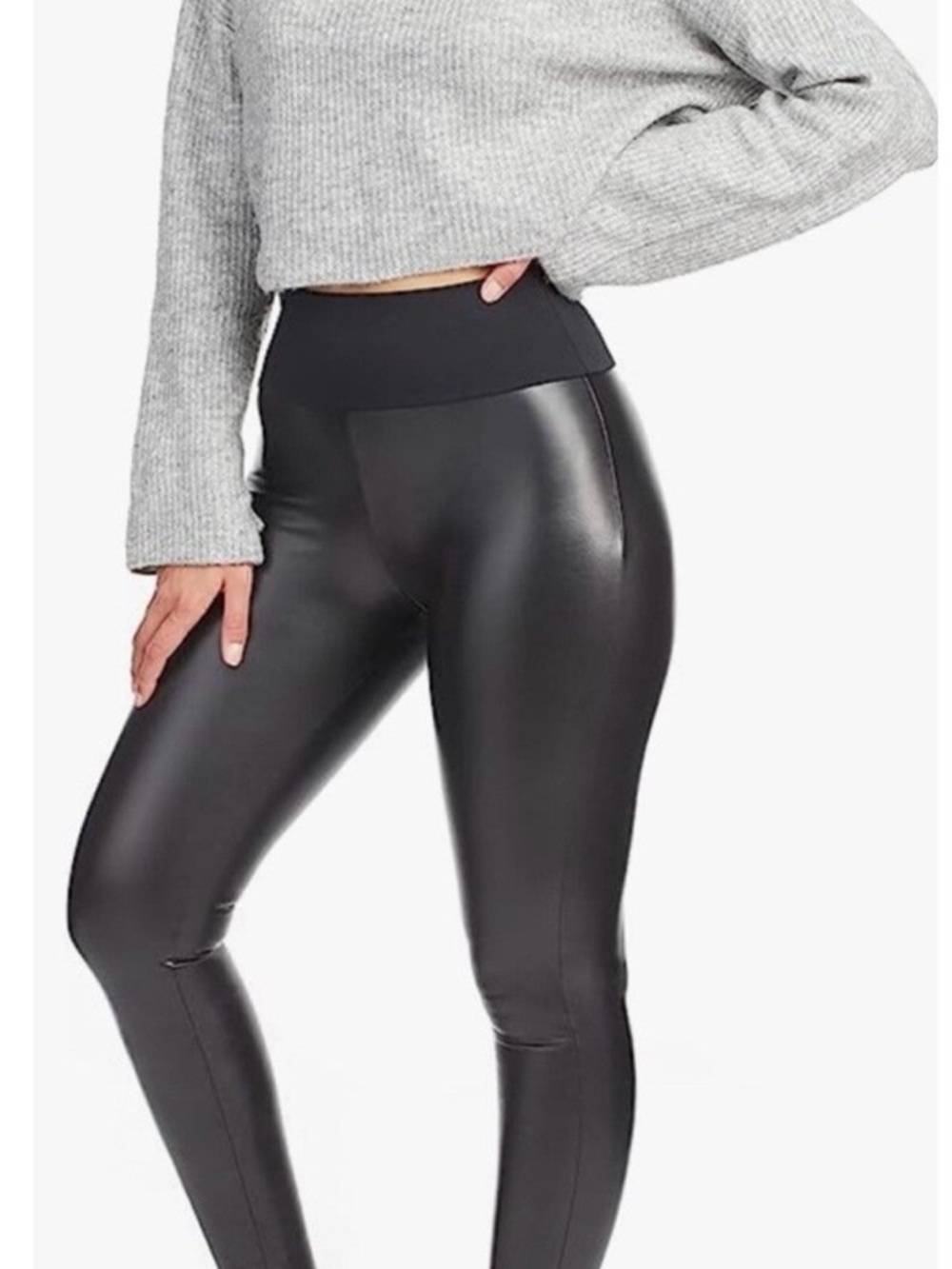 Assets by Spanx Faux Leather Leggings Black Size Medium